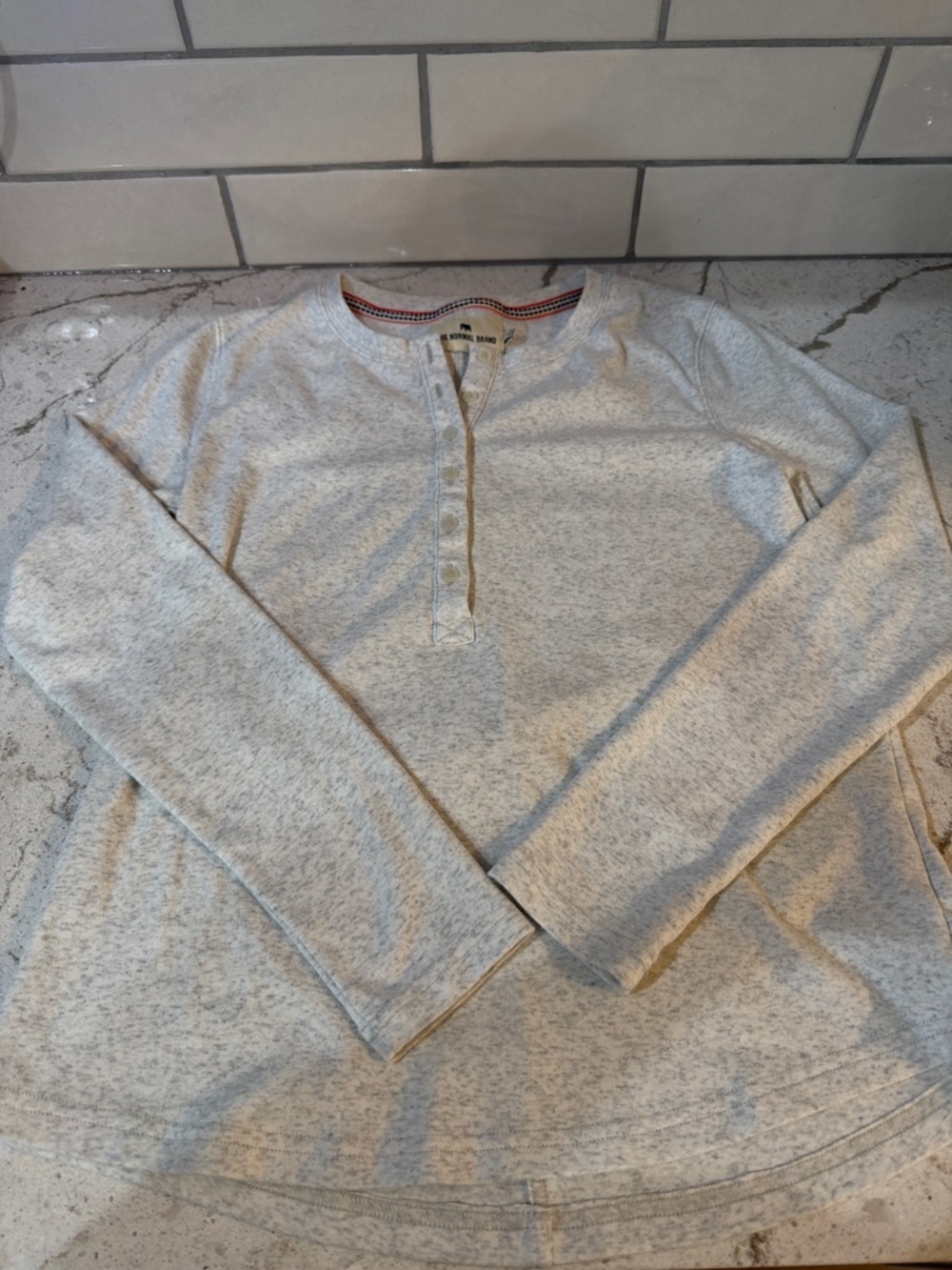 The Normal Brand Light Gray Women's Long-Sleeve Henley